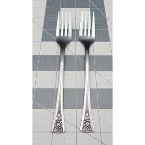 Oneida Northland Pasadena Salad Forks Black Rose Accent Flatware Set of 2 Korea